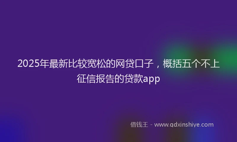 2025年最新比较宽松的网贷口子，概括五个不上征信报告的贷款app