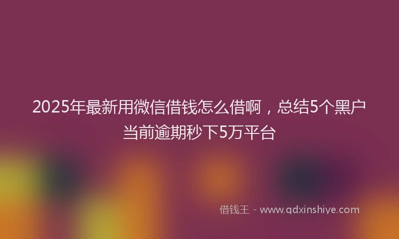 2025年最新用微信借钱怎么借啊，总结5个黑户当前逾期秒下5万平台