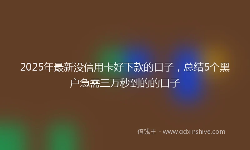 2025年最新没信用卡好下款的口子，总结5个黑户急需三万秒到的的口子