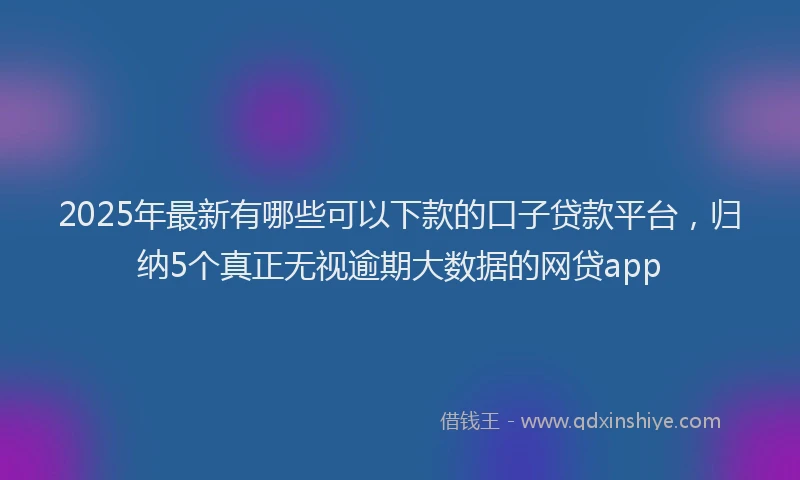 2025年最新有哪些可以下款的口子贷款平台，归纳5个真正无视逾期大数据的网贷app