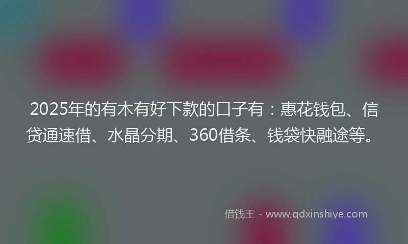 2025年的有木有好下款的口子有：惠花钱包、信贷通速借、水晶分期、360借条、钱袋快融途等。