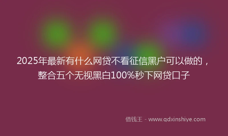 2025年最新有什么网贷不看征信黑户可以做的，整合五个无视黑白100%秒下网贷口子