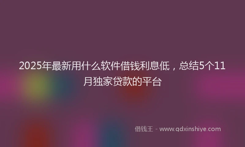 2025年最新用什么软件借钱利息低，总结5个11月独家贷款的平台