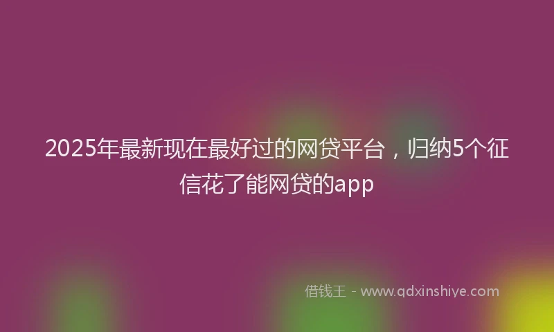 2025年最新现在最好过的网贷平台，归纳5个征信花了能网贷的app
