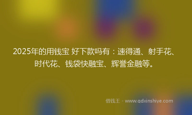 2025年的用钱宝 好下款吗有：速得通、射手花、时代花、钱袋快融宝、辉誉金融等。