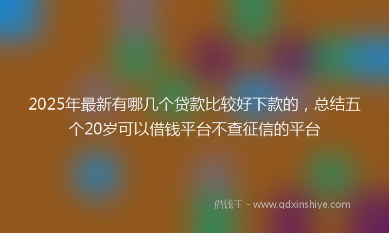2025年最新有哪几个贷款比较好下款的，总结五个20岁可以借钱平台不查征信的平台