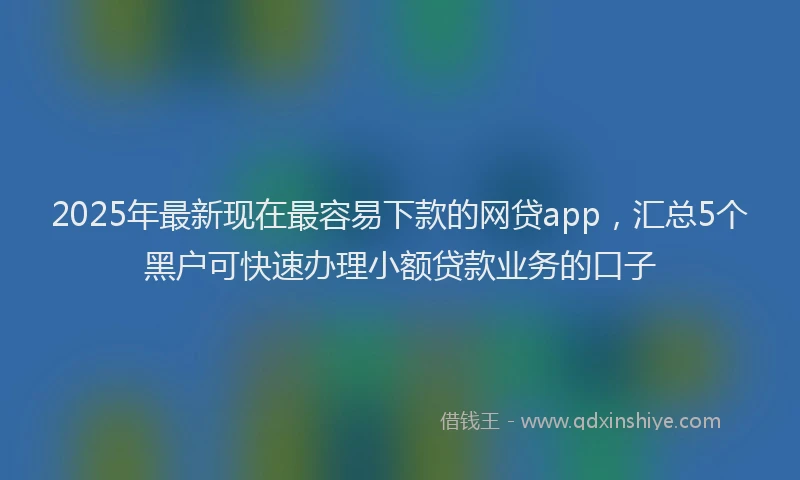 2025年最新现在最容易下款的网贷app，汇总5个黑户可快速办理小额贷款业务的口子