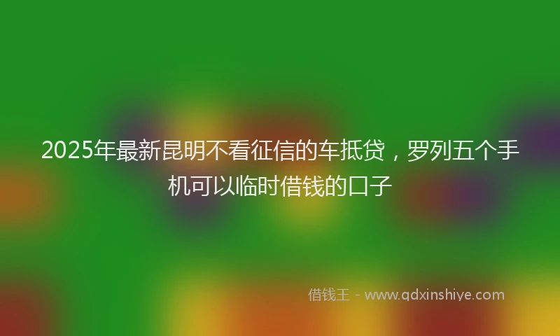 2025年最新昆明不看征信的车抵贷，罗列五个手机可以临时借钱的口子