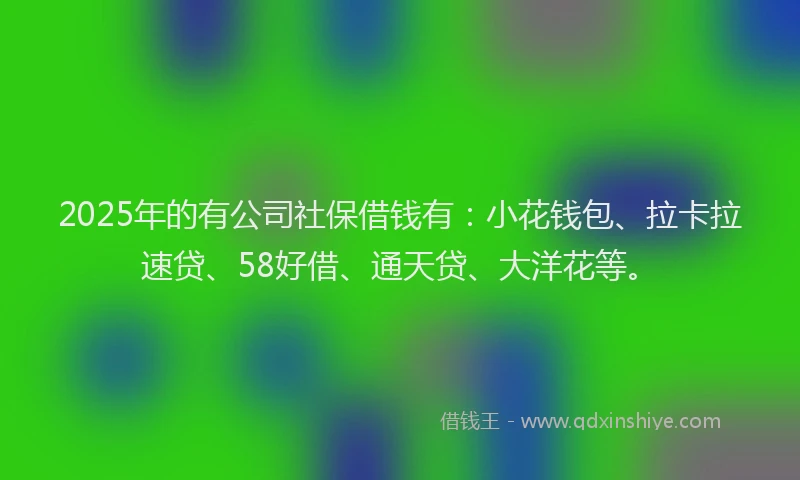 2025年的有公司社保借钱有：小花钱包、拉卡拉速贷、58好借、通天贷、大洋花等。