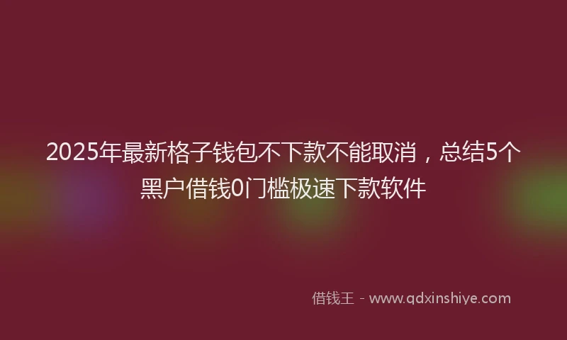 2025年最新格子钱包不下款不能取消，总结5个黑户借钱0门槛极速下款软件