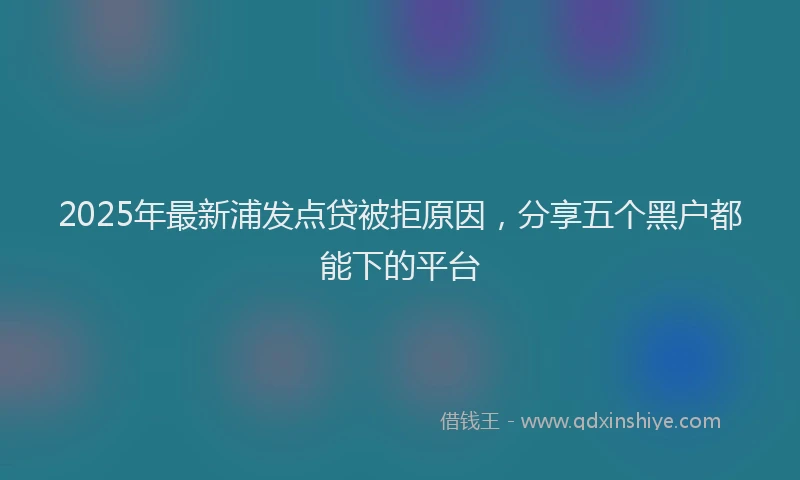 2025年最新浦发点贷被拒原因，分享五个黑户都能下的平台