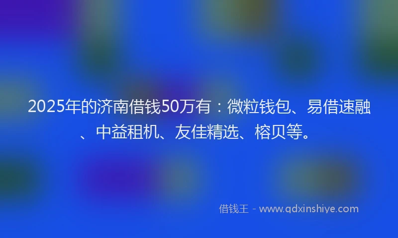 2025年的济南借钱50万有：微粒钱包、易借速融、中益租机、友佳精选、榕贝等。