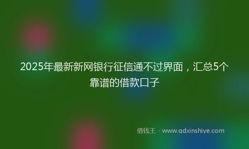 2025年最新新网银行征信通不过界面，汇总5个靠谱的借款口子