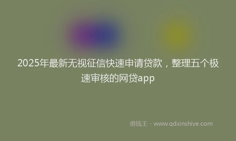 2025年最新无视征信快速申请贷款，整理五个极速审核的网贷app