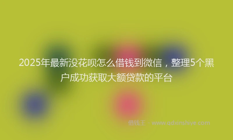 2025年最新没花呗怎么借钱到微信，整理5个黑户成功获取大额贷款的平台