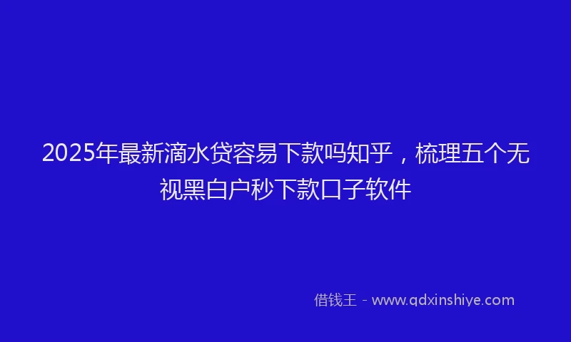 2025年最新滴水贷容易下款吗知乎，梳理五个无视黑白户秒下款口子软件