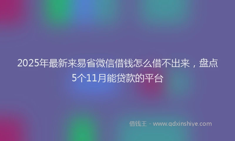 2025年最新来易省微信借钱怎么借不出来，盘点5个11月能贷款的平台