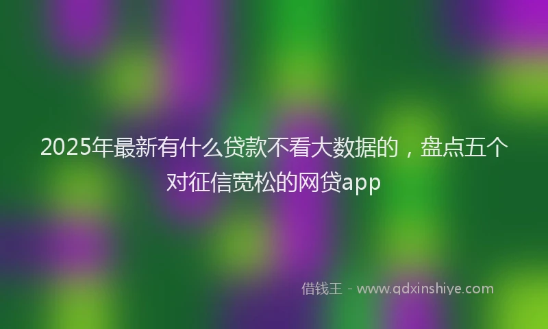 2025年最新有什么贷款不看大数据的，盘点五个对征信宽松的网贷app
