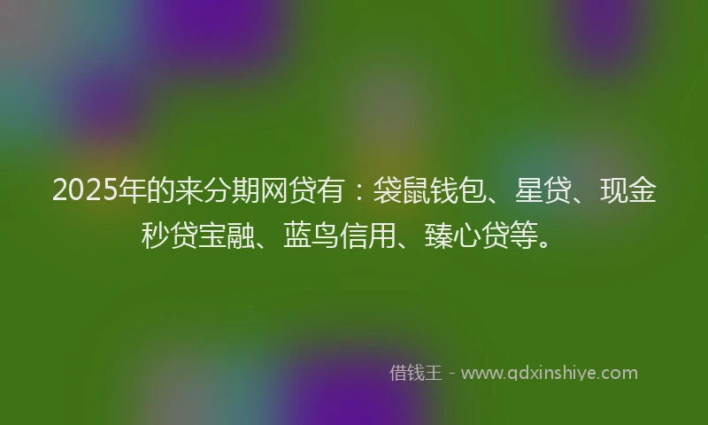 2025年的来分期网贷有：袋鼠钱包、星贷、现金秒贷宝融、蓝鸟信用、臻心贷等。