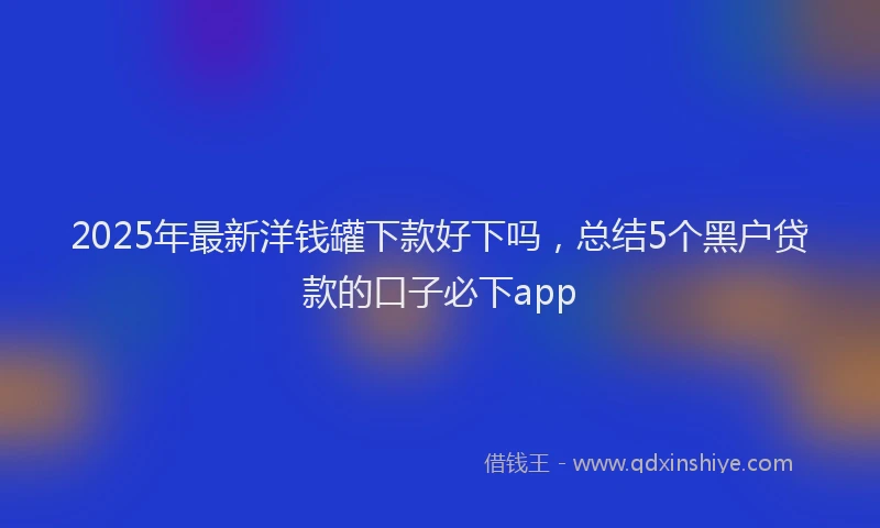 2025年最新洋钱罐下款好下吗，总结5个黑户贷款的口子必下app