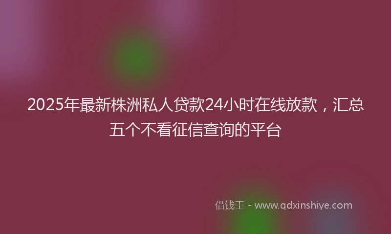 2025年最新株洲私人贷款24小时在线放款，汇总五个不看征信查询的平台