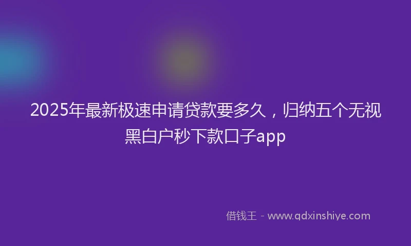 2025年最新极速申请贷款要多久，归纳五个无视黑白户秒下款口子app