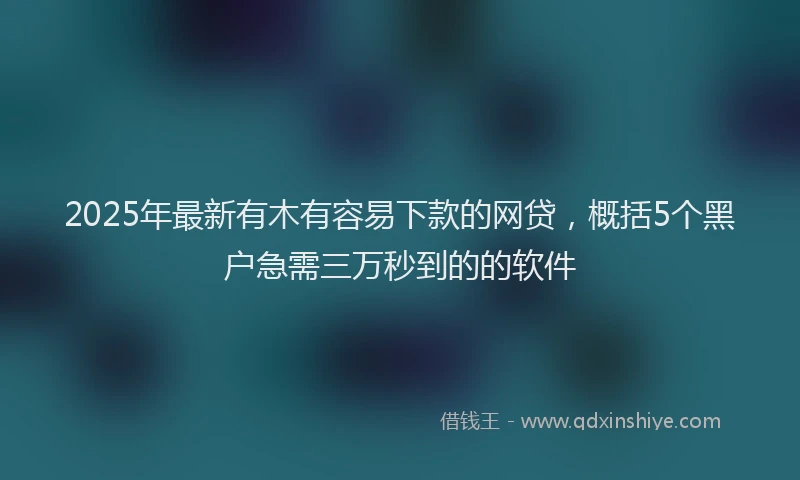2025年最新有木有容易下款的网贷，概括5个黑户急需三万秒到的的软件