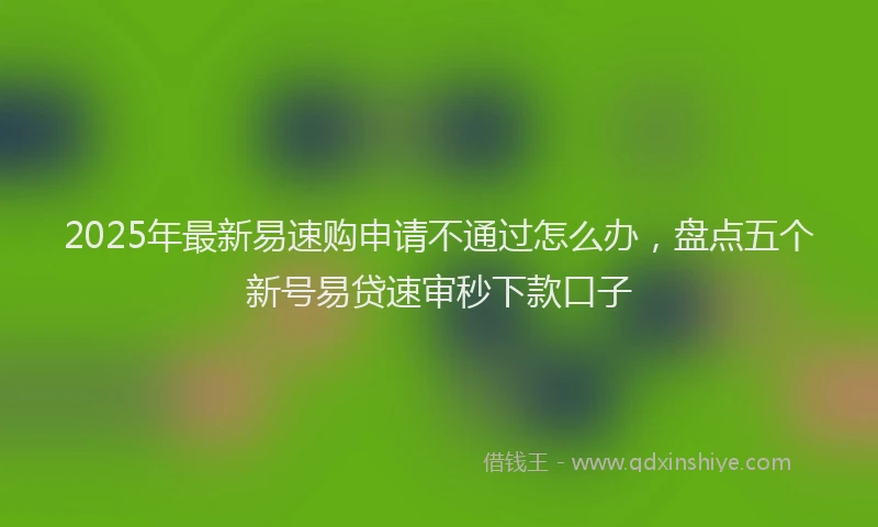 2025年最新易速购申请不通过怎么办，盘点五个新号易贷速审秒下款口子