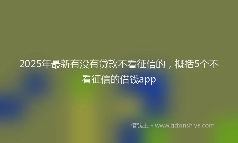 2025年最新有没有贷款不看征信的，概括5个不看征信的借钱app