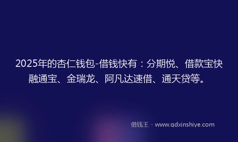 2025年的杏仁钱包-借钱快有：分期悦、借款宝快融通宝、金瑞龙、阿凡达速借、通天贷等。
