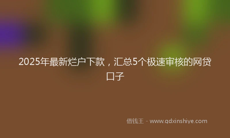 2025年最新烂户下款，汇总5个极速审核的网贷口子