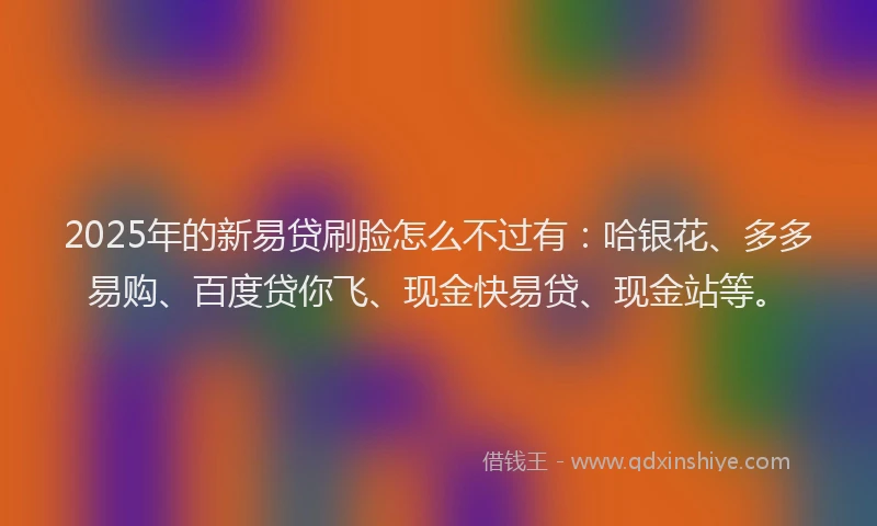 2025年的新易贷刷脸怎么不过有：哈银花、多多易购、百度贷你飞、现金快易贷、现金站等。