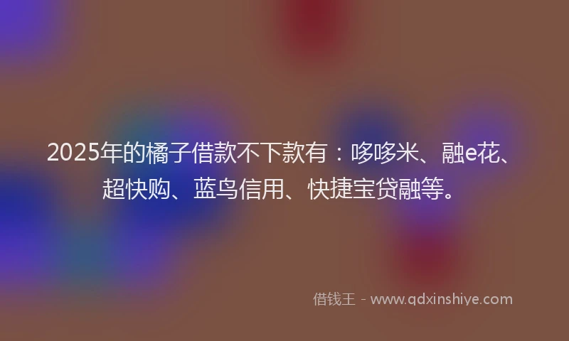 2025年的橘子借款不下款有：哆哆米、融e花、超快购、蓝鸟信用、快捷宝贷融等。