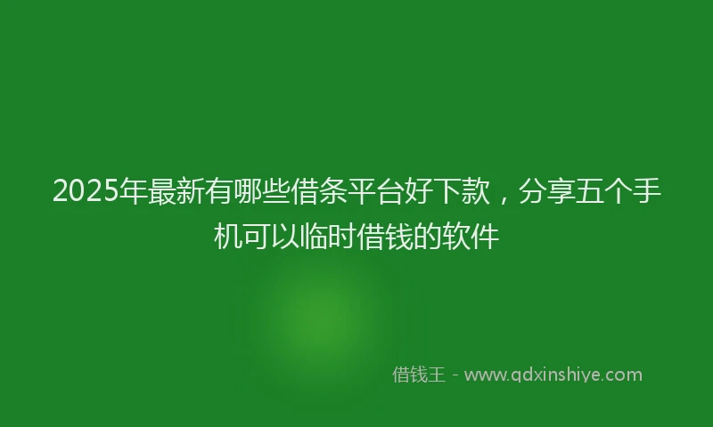 2025年最新有哪些借条平台好下款，分享五个手机可以临时借钱的软件