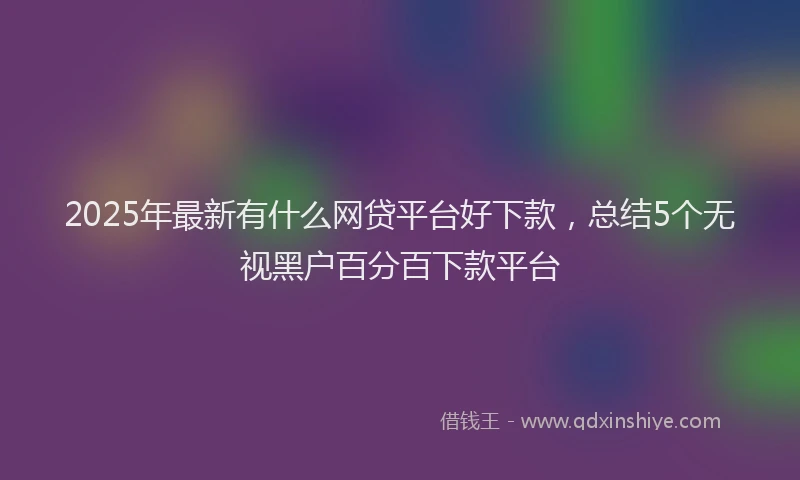2025年最新有什么网贷平台好下款，总结5个无视黑户百分百下款平台