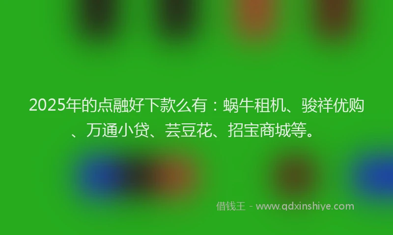 2025年的点融好下款么有：蜗牛租机、骏祥优购、万通小贷、芸豆花、招宝商城等。