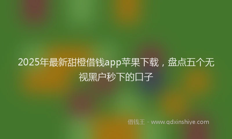 2025年最新甜橙借钱app苹果下载，盘点五个无视黑户秒下的口子