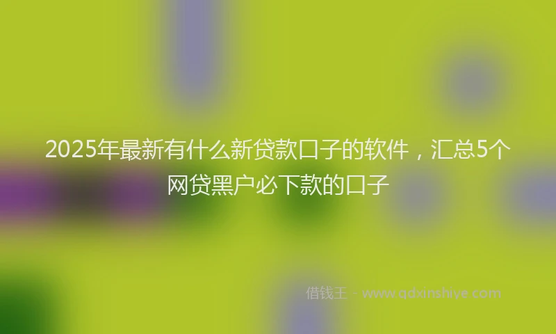 2025年最新有什么新贷款口子的软件，汇总5个网贷黑户必下款的口子