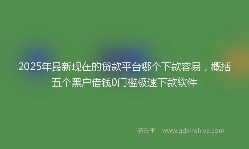 2025年最新现在的贷款平台哪个下款容易，概括五个黑户借钱0门槛极速下款软件