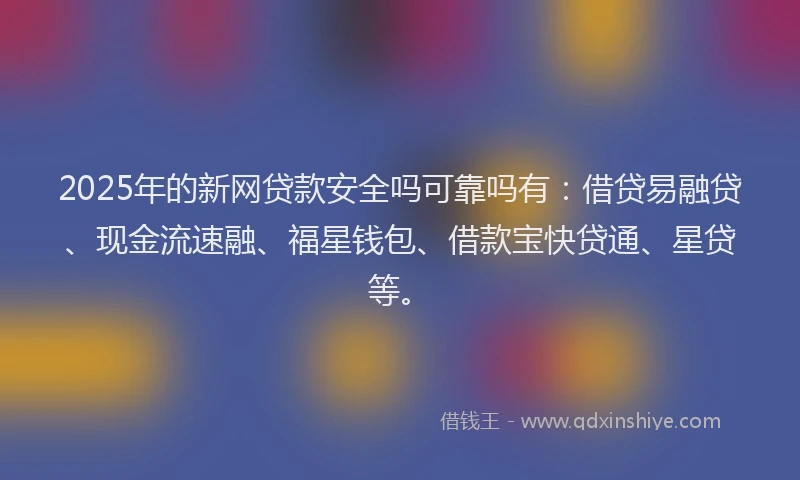 2025年的新网贷款安全吗可靠吗有：借贷易融贷、现金流速融、福星钱包、借款宝快贷通、星贷等。