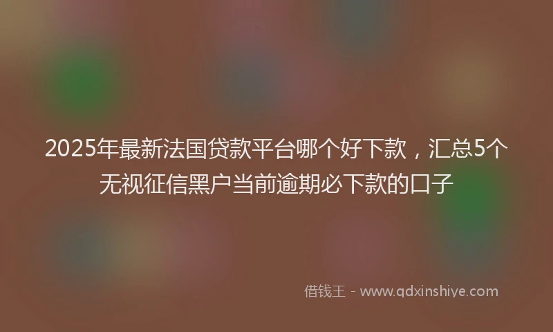 2025年最新法国贷款平台哪个好下款，汇总5个无视征信黑户当前逾期必下款的口子