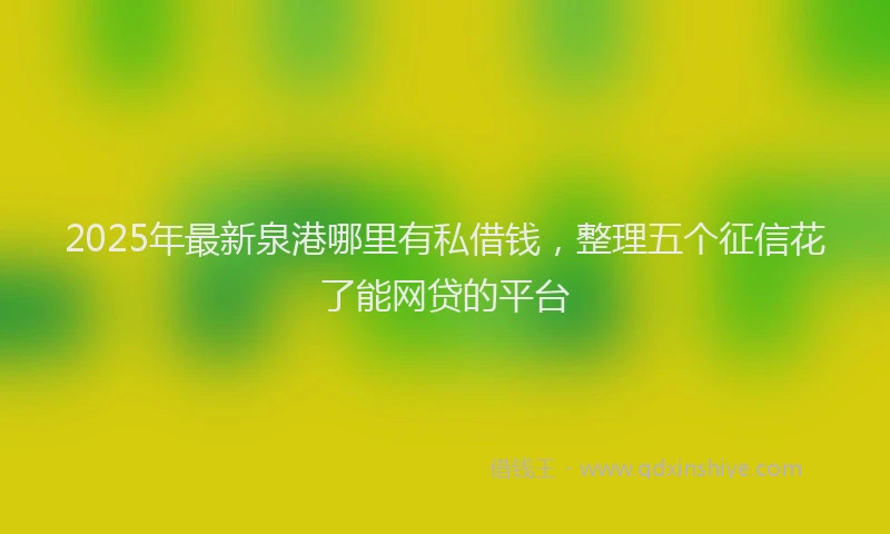 2025年最新泉港哪里有私借钱，整理五个征信花了能网贷的平台