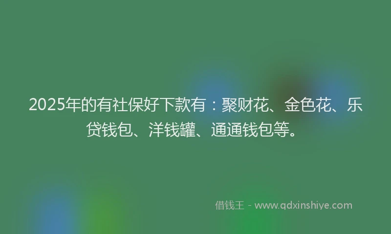 2025年的有社保好下款有：聚财花、金色花、乐贷钱包、洋钱罐、通通钱包等。