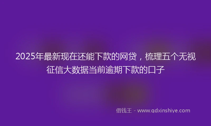 2025年最新现在还能下款的网贷，梳理五个无视征信大数据当前逾期下款的口子