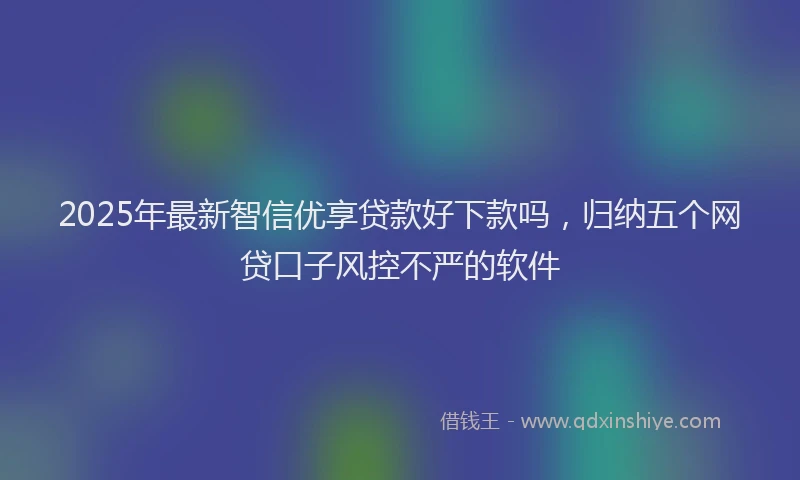 2025年最新智信优享贷款好下款吗，归纳五个网贷口子风控不严的软件
