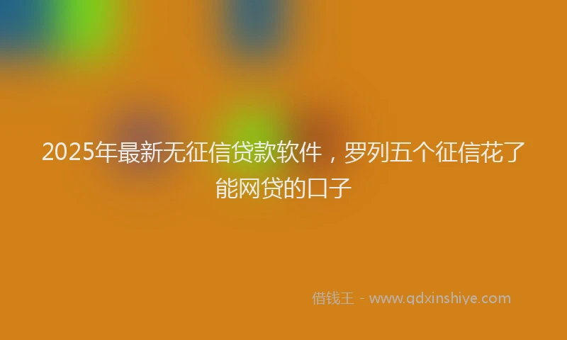 2025年最新无征信贷款软件，罗列五个征信花了能网贷的口子