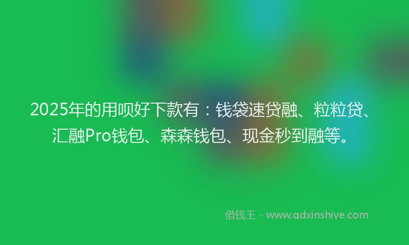 2025年的用呗好下款有：钱袋速贷融、粒粒贷、汇融Pro钱包、森森钱包、现金秒到融等。