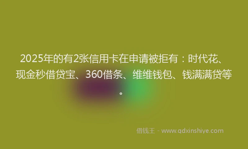 2025年的有2张信用卡在申请被拒有：时代花、现金秒借贷宝、360借条、维维钱包、钱满满贷等。