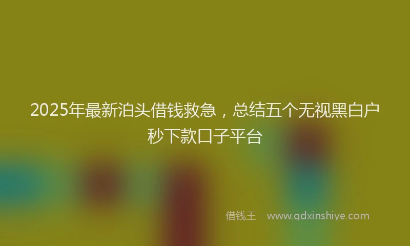 2025年最新泊头借钱救急，总结五个无视黑白户秒下款口子平台