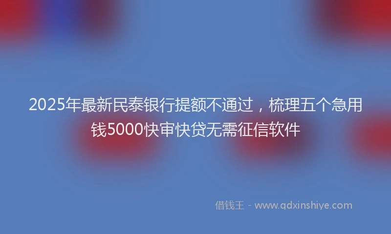 2025年最新民泰银行提额不通过，梳理五个急用钱5000快审快贷无需征信软件
